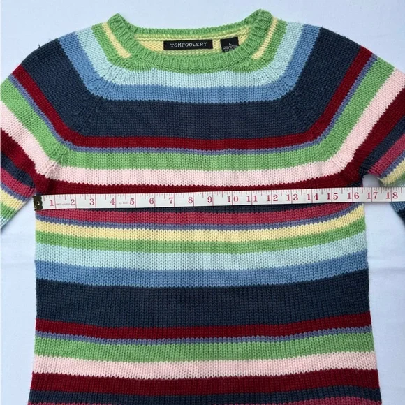Tomfoolery Women's Colorful Striped Crew Neck Sweater with Matching Scarf - Picture 5 of 8